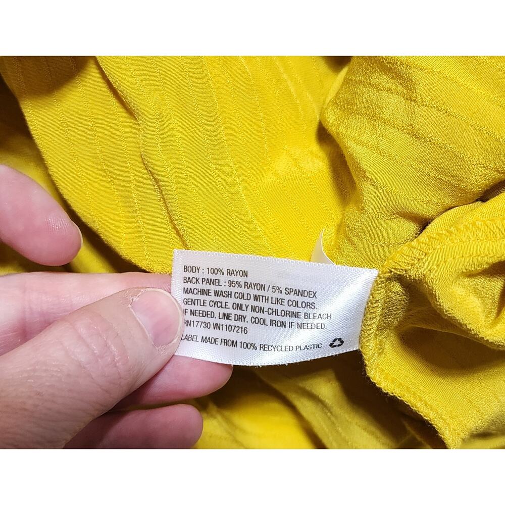 A New Day Mustard Yellow Square Neck Boho Blouse Women’s Size L NWT Pearl Button - Picture 13 of 13